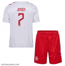 Denemarken Mathias Jensen #7 Uit tenue Kids EK 2024 Korte Mouwen (+ broek)