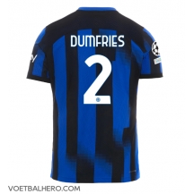 Inter Milan Denzel Dumfries #2 Thuis tenue 2023-24 Korte Mouwen