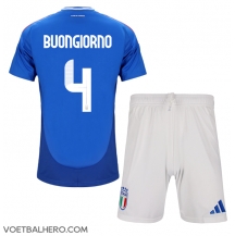 Italië Alessandro Buongiorno #4 Thuis tenue Kids EK 2024 Korte Mouwen (+ broek)