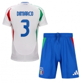 Italië Federico Dimarco #3 Uit tenue Kids EK 2024 Korte Mouwen (+ broek)