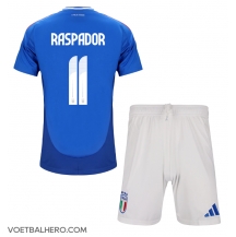 Italië Giacomo Raspadori #11 Thuis tenue Kids EK 2024 Korte Mouwen (+ broek)