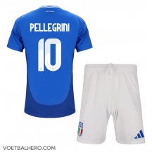 Italië Lorenzo Pellegrini #10 Thuis tenue Kids EK 2024 Korte Mouwen (+ broek)