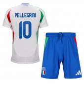 Italië Lorenzo Pellegrini #10 Uit tenue Kids EK 2024 Korte Mouwen (+ broek)