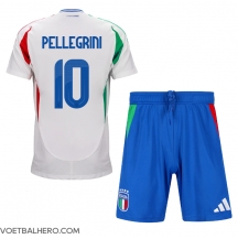 Italië Lorenzo Pellegrini #10 Uit tenue Kids EK 2024 Korte Mouwen (+ broek)