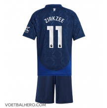 Manchester United Joshua Zirkzee #11 Uit tenue Kids 2024-25 Korte Mouwen (+ broek)