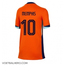 Nederland Memphis Depay #10 Thuis tenue Dames EK 2024 Korte Mouwen