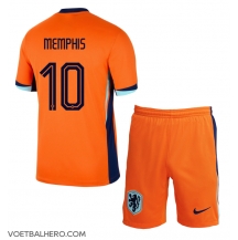 Nederland Memphis Depay #10 Thuis tenue Kids EK 2024 Korte Mouwen (+ broek)