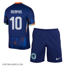 Nederland Memphis Depay #10 Uit tenue Kids EK 2024 Korte Mouwen (+ broek)