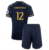 Real Madrid Eduardo Camavinga #12 Uit tenue Kids 2023-24 Korte Mouwen (+ broek)