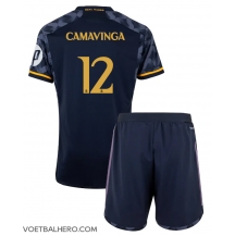 Real Madrid Eduardo Camavinga #12 Uit tenue Kids 2023-24 Korte Mouwen (+ broek)